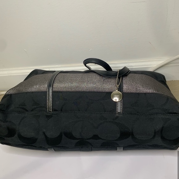 Coach Signature Stripe Tote Shoulder Bag - Picture 6 of 15